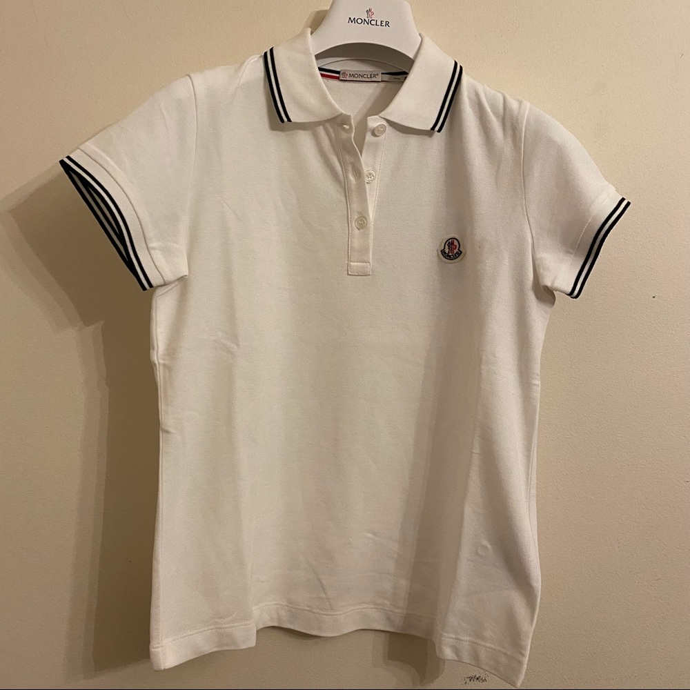 Moncler White Maglia Polo Manica Corta New XS